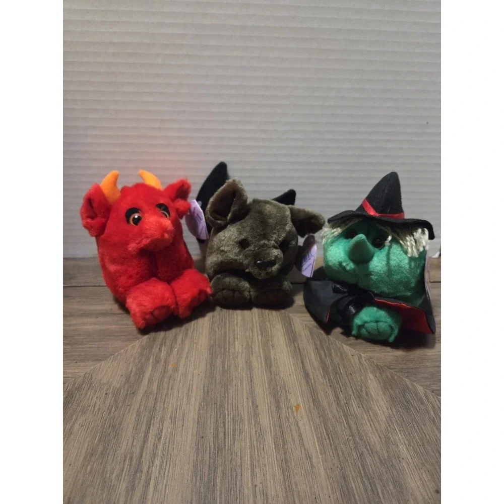Puffkins Vintage 1994 Halloween Plush Set Of 3 Bat Witch Devil
